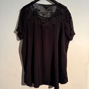 Torrid Plus Size 1 Coquette Whimsigoth Black Lace Short Sleeve Blouse